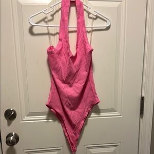 Fashion Nova Pink Ribbed Bodysuit